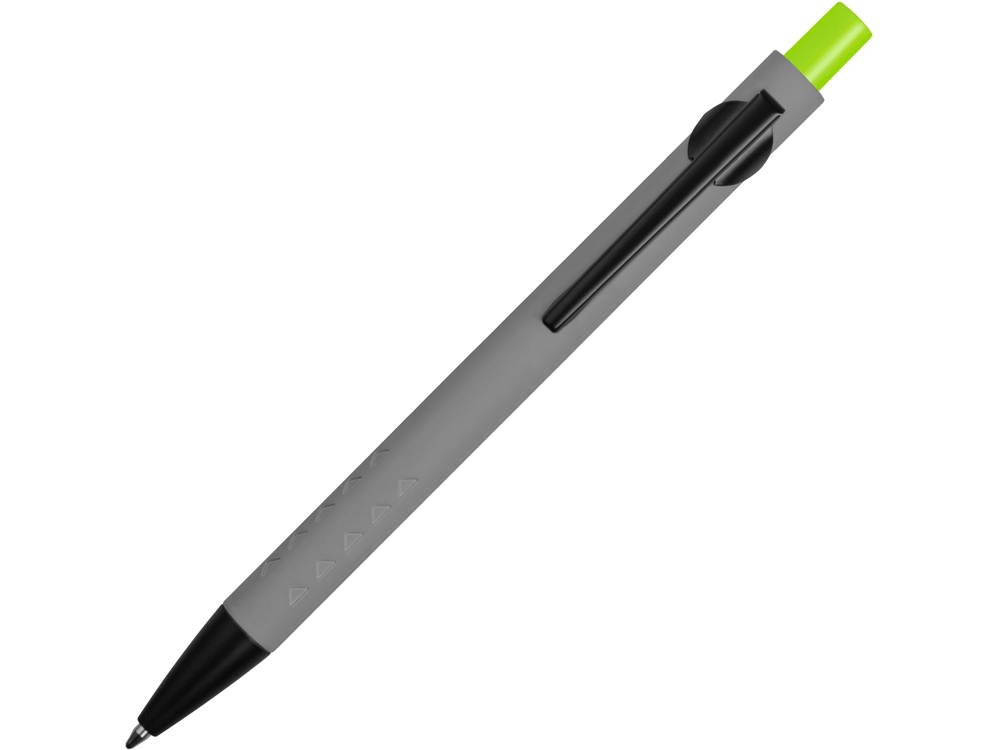 Ручка металлическая soft-touch шариковая Snap, серый/черный/зеленое яблоко