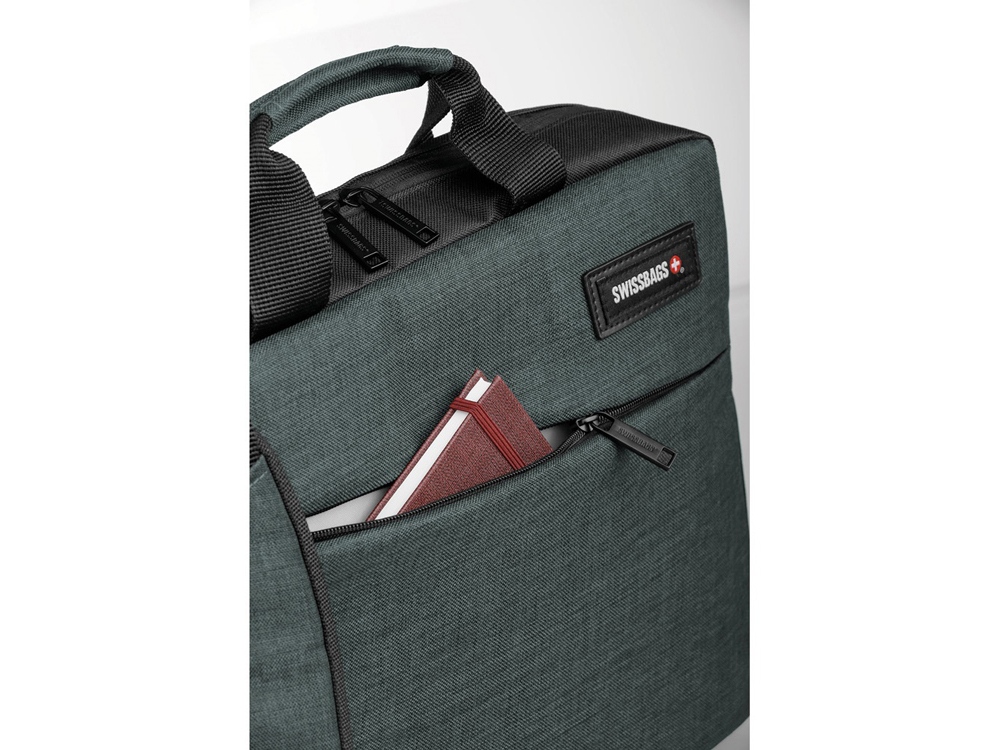 VINCENZO. сумка для ноутбука из полиэстера, темно-серый