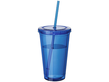 Термостакан с соломинкой Cyclone, синий