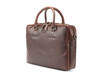 Сумка KLONDIKE DIGGER Earl, натуральная кожа в темно-коричневом цвете, 29 x 38 x 9 см