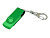 Флешка промо поворотный механизм, с однотонным металлическим клипом, 32 Гб, зеленый