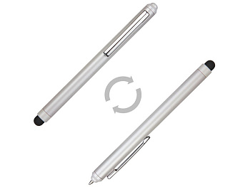 Ручка шариковая Nilsia со стилусом, жемчужный с матовой окантовкой