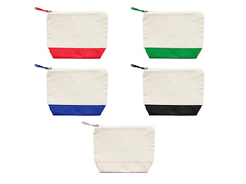 Косметичка DOEL из хлопка плотностью 280 г/м2, бежевый/красный