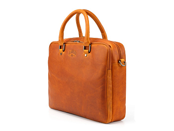 Сумка KLONDIKE DIGGER Earl, натуральная кожа цвета коньяк, 29 x 38 x 9 см