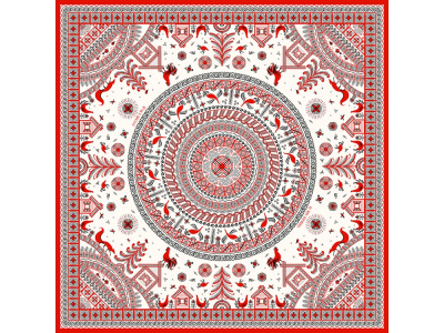 Платок Мезенская роспись