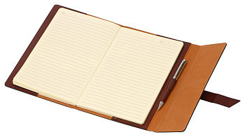 Бизнес-блокнот А5 с клапаном Fabrizio с ручкой, коричневый