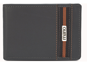 Бумажник Mano Don Leonardo, с RFID защитой, натуральная кожа в сером цвете, 12,5 х 2,5 х 9 см