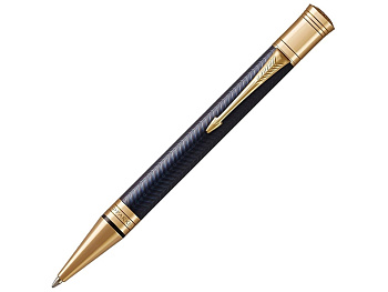 Шариковая ручка Parker  Duofold Prestige Blue Chevron GT, стержень: M, цвет чернил: black, в подарочной упаковке.