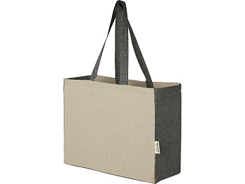 Эко-сумка Pheebs объемом 18 л с дном клинчиком и контрастными сторонами из переработанного хлопка плотностью 190 г/м², heather black