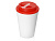 Пластиковый стакан Take away с двойными стенками и крышкой с силиконовым клапаном, 350 мл, белый/красный