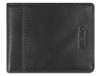 Бумажник Mano Don Montez, натуральная кожа в черном цвете, 11 х 8,4 см
